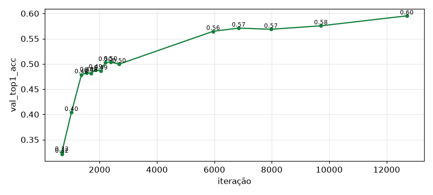 top-1 por iteração
